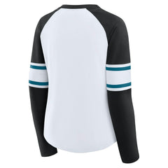 Fanatics Jacksonville Jaguars Women's Redzone Blitz Package Raglan Lace-Up V-Neck Long Sleeve T-Shirt White/Black