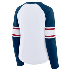 Fanatics Houston Texans Women's Redzone Blitz Package Raglan Lace-Up V-Neck Long Sleeve T-Shirt White/Navy