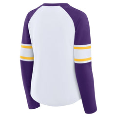 Fanatics Minnesota Vikings Women's Redzone Blitz Package Raglan Lace-Up V-Neck Long Sleeve T-Shirt White/Purple