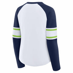 Fanatics Seattle Seahawks Women's Redzone Blitz Package Raglan Lace-Up V-Neck Long Sleeve T-Shirt White/College Navy