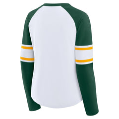 Fanatics Green Bay Packers Women's Redzone Blitz Package Raglan Lace-Up V-Neck Long Sleeve T-Shirt White/Green