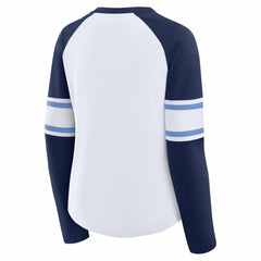 Fanatics Tennessee Titans Women's Redzone Blitz Package Raglan Lace-Up V-Neck Long Sleeve T-Shirt White/Navy