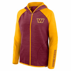 Fanatics Washington Commanders Women's Redzone End Around Pass Raglan Full-Zip Hoodie Burgundy/Gold