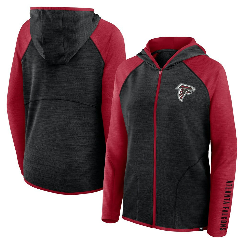 Fanatics Atlanta Falcons Women's Redzone End Around Pass Raglan Full-Zip Hoodie Black/Red