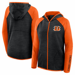 Fanatics Cincinnati Bengals Women's Redzone End Around Pass Raglan Full-Zip Hoodie Black/Orange
