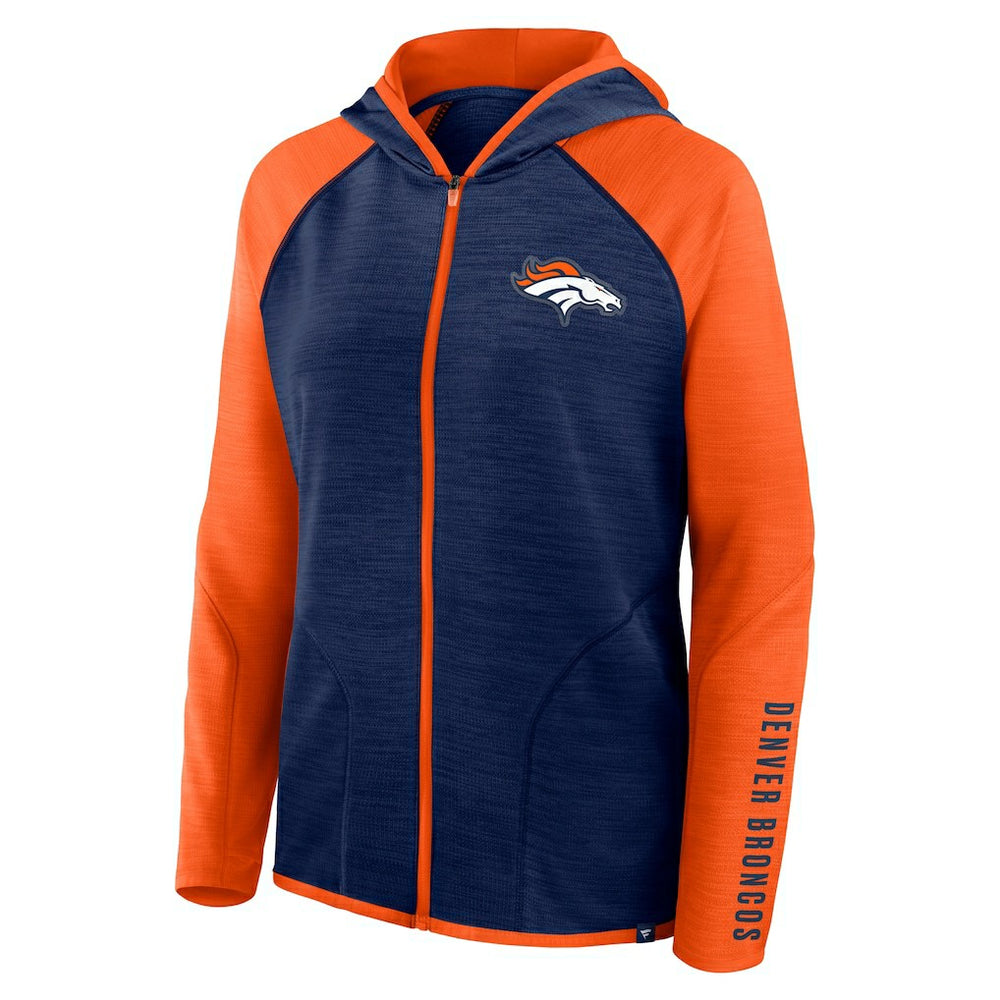 Fanatics Denver Broncos Women's Redzone End Around Pass Raglan Full-Zip Hoodie Navy/Orange