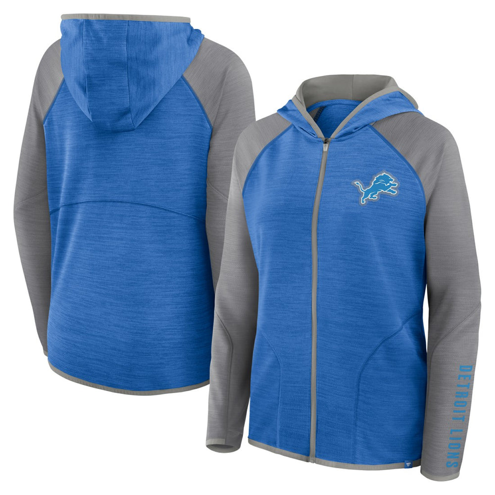 Fanatics Detroit Lions Women's Redzone End Around Pass Raglan Full-Zip Hoodie Blue/Gray