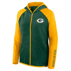 Fanatics Green Bay Packers Women's Redzone End Around Pass Raglan Full-Zip Hoodie Green/Gold