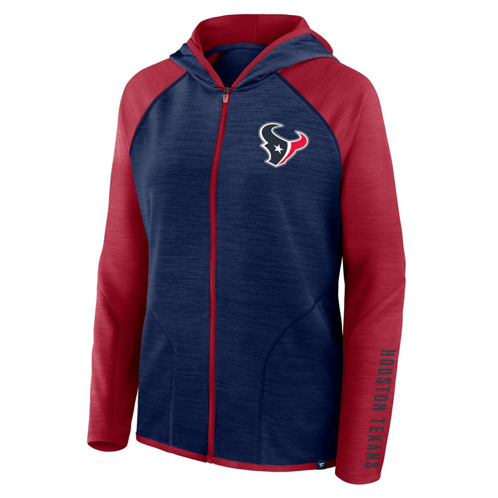 Fanatics Houston Texans Women's Redzone End Around Pass Raglan Full-Zip Hoodie Navy/Red