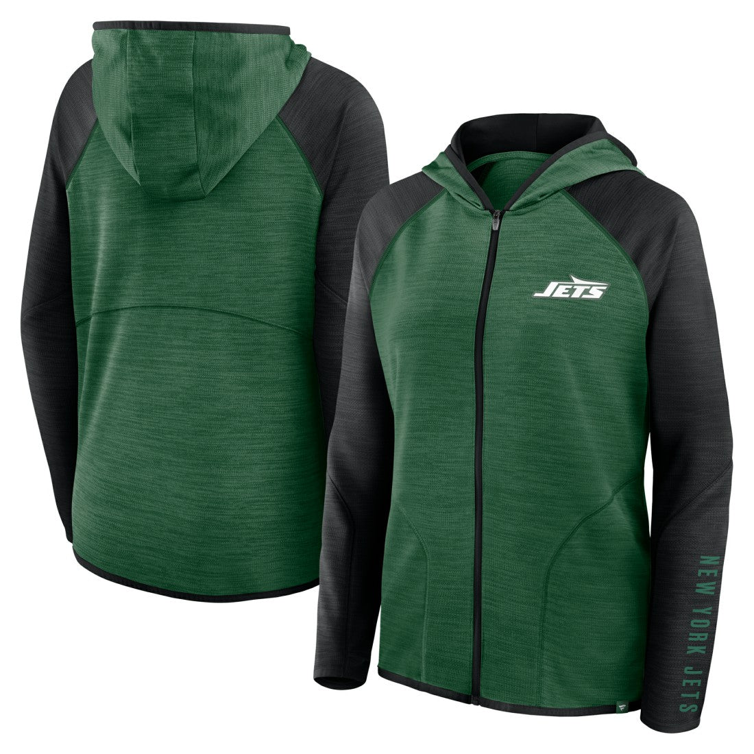 Fanatics New York Jets Women's Redzone End Around Pass Raglan Full-Zip Hoodie Green/Black