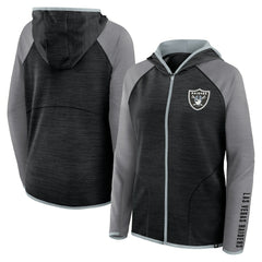 Fanatics Las Vegas Raiders Women's Redzone End Around Pass Raglan Full-Zip Hoodie Black/Gray