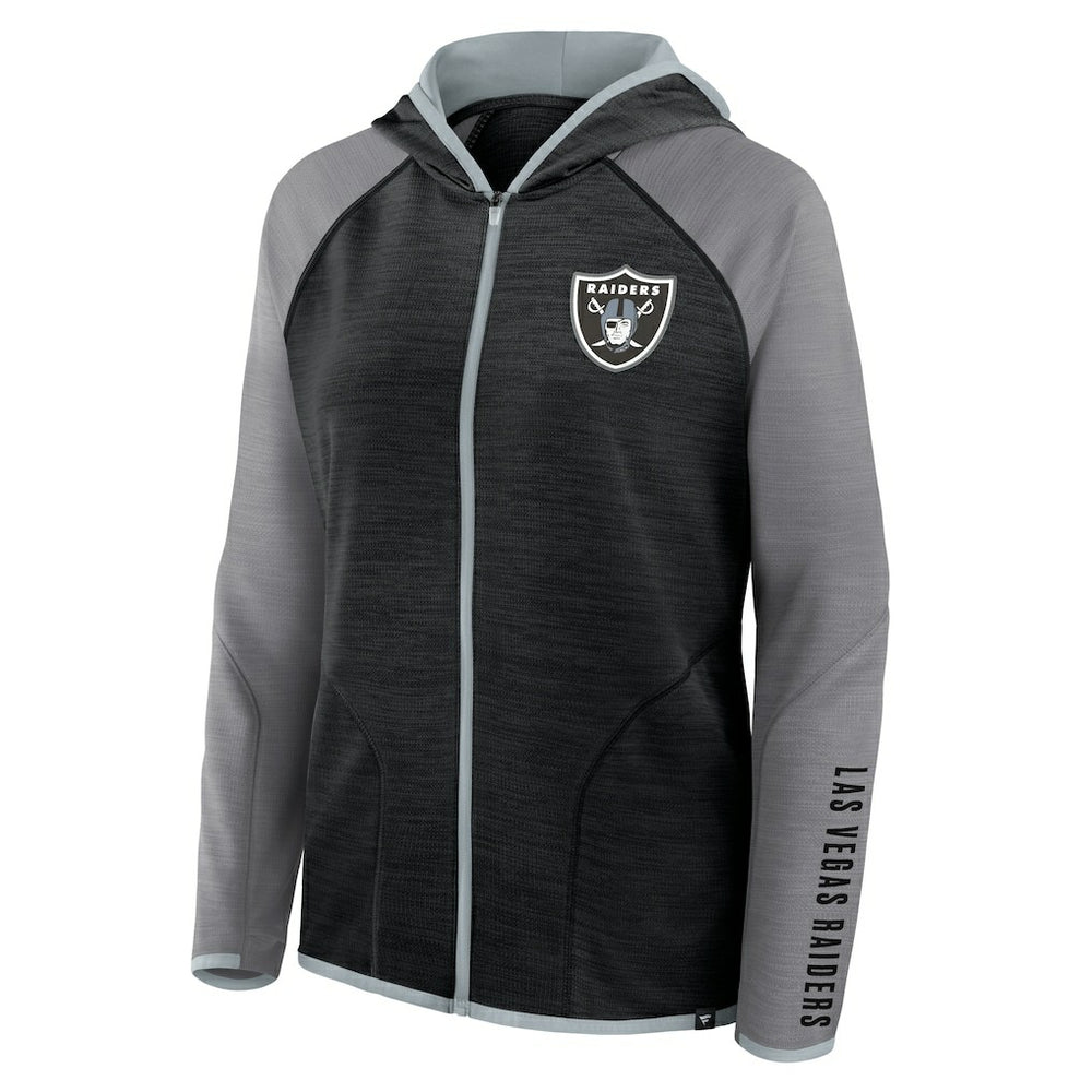 Fanatics Las Vegas Raiders Women's Redzone End Around Pass Raglan Full-Zip Hoodie Black/Gray