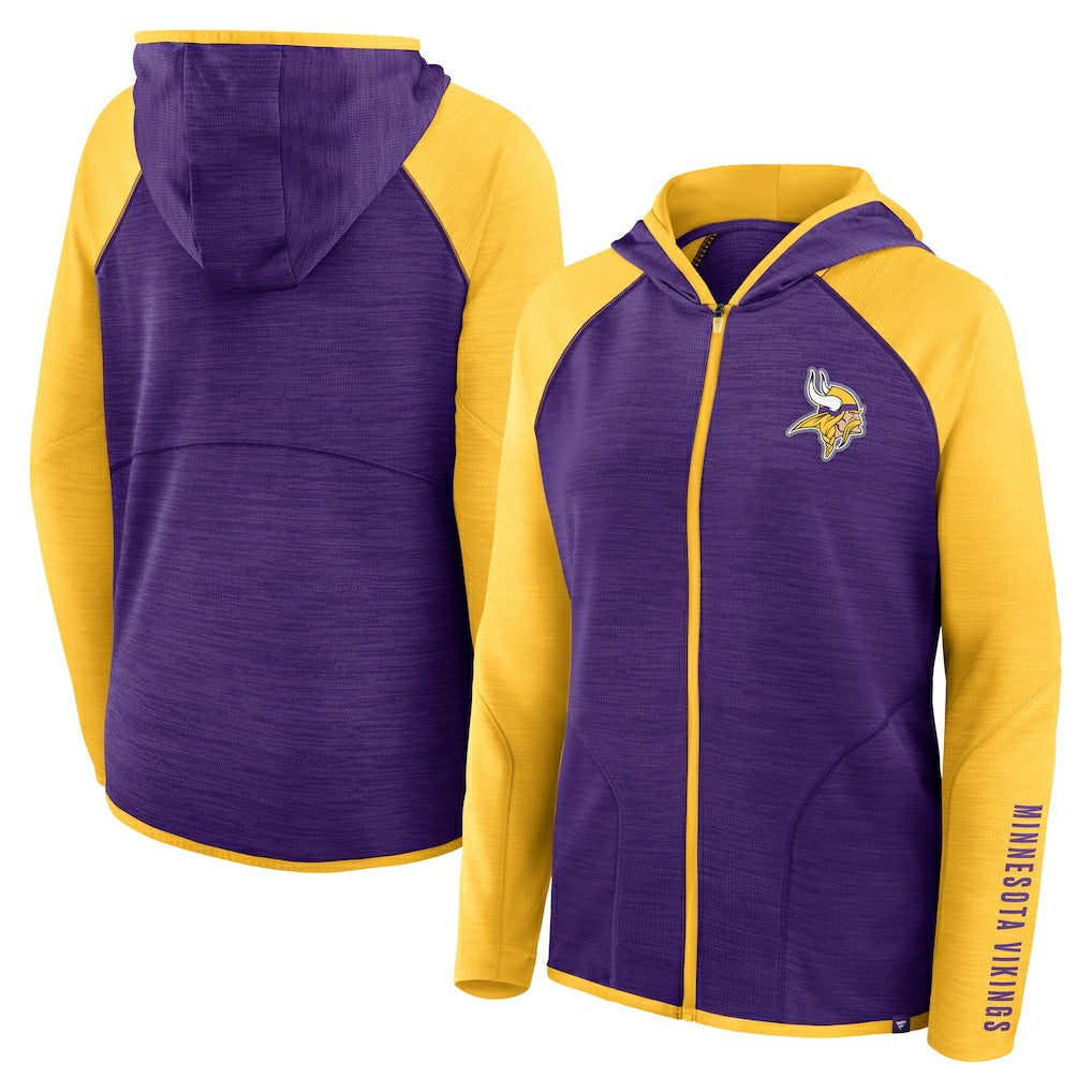 Fanatics Minnesota Vikings Women's Redzone End Around Pass Raglan Full-Zip Hoodie Purple/Gold
