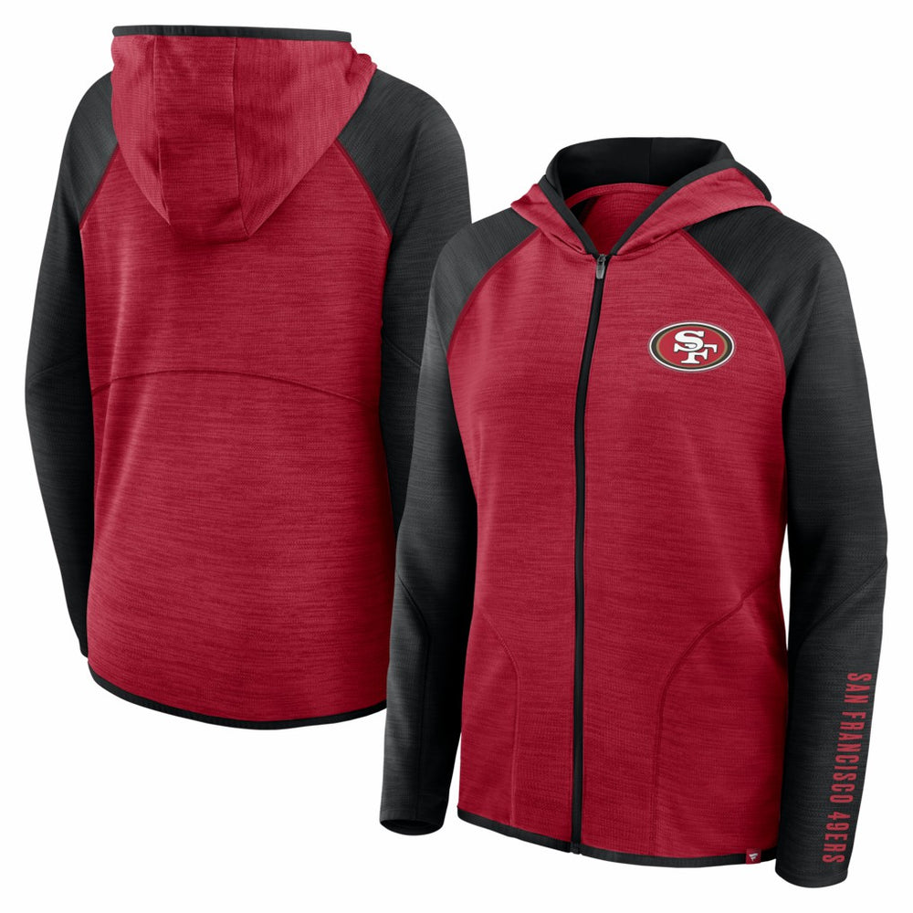 Fanatics San Francisco 49ers Women's Redzone End Around Pass Raglan Full-Zip Hoodie Scarlet/Black