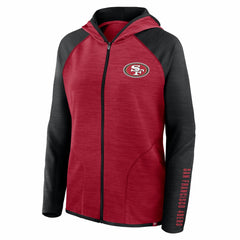 Fanatics San Francisco 49ers Women's Redzone End Around Pass Raglan Full-Zip Hoodie Scarlet/Black