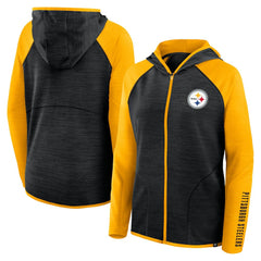 Fanatics Pittsburgh Steelers Women's Redzone End Around Pass Raglan Full-Zip Hoodie Black/Gold