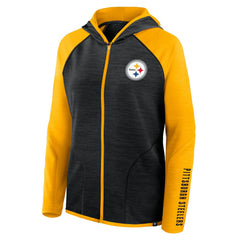 Fanatics Pittsburgh Steelers Women's Redzone End Around Pass Raglan Full-Zip Hoodie Black/Gold