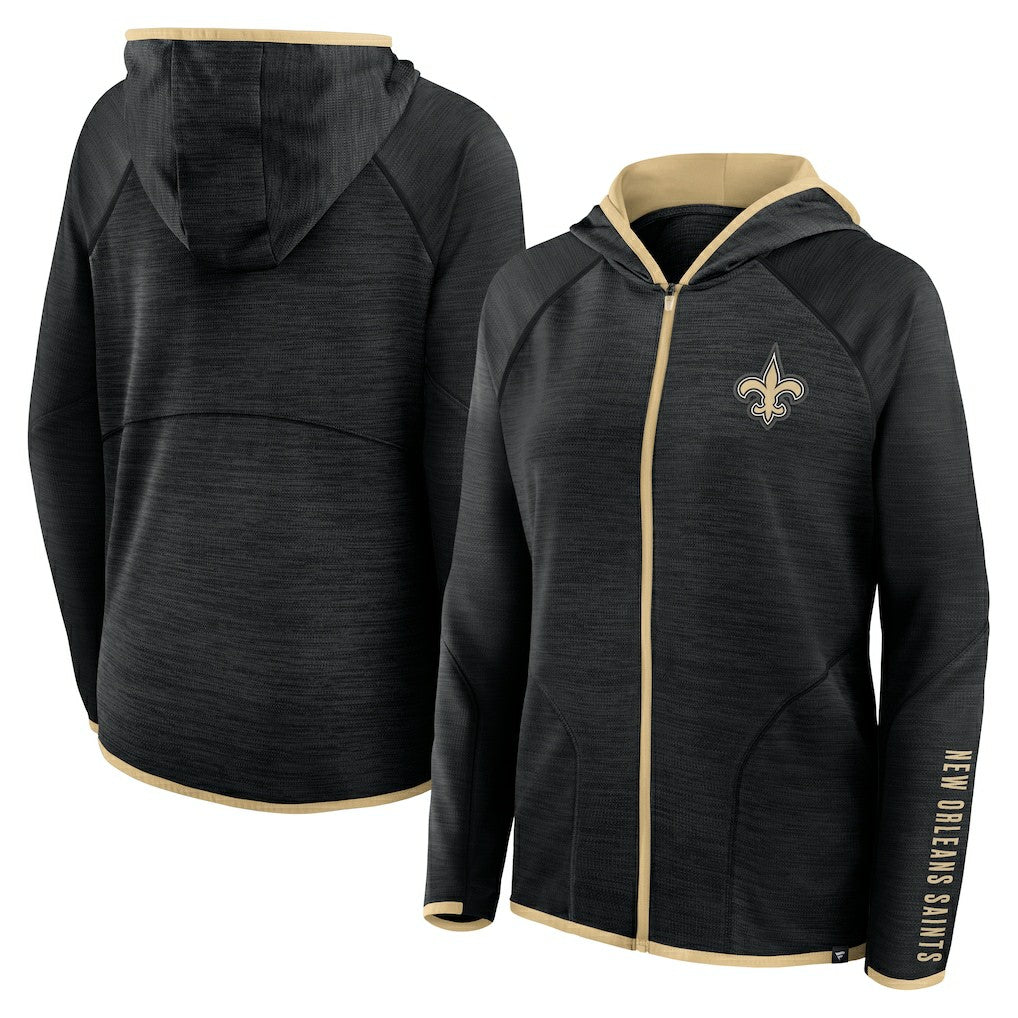 Fanatics New Orleans Saints Women's Redzone End Around Pass Raglan Full-Zip Hoodie Black