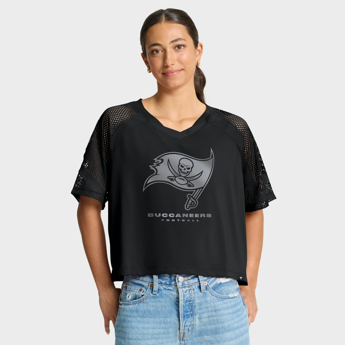 Fanatics Tampa Bay Buccaneers Women's Oversized Raglan V-Neck Blackout Fashion Jersey