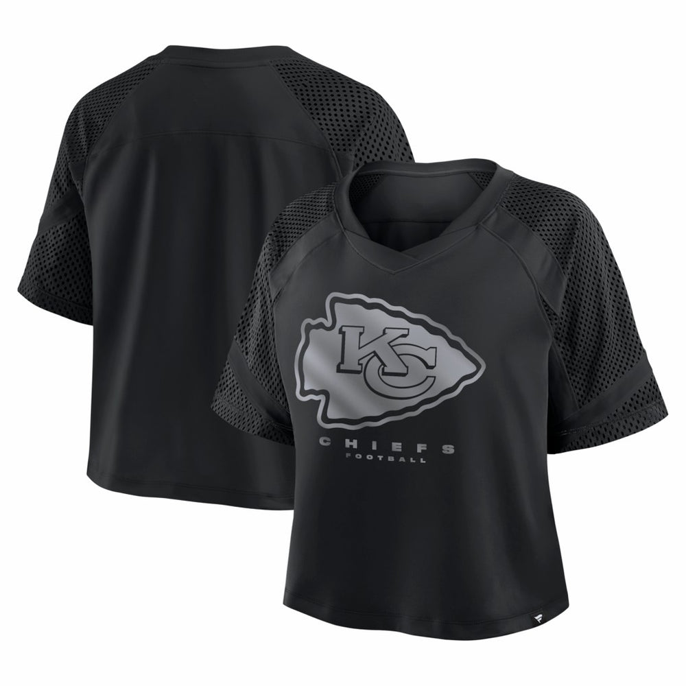 Fanatics Kansas City Chiefs Women's Oversized Raglan V-Neck Blackout Fashion Jersey