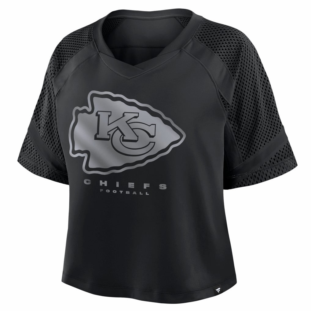 Fanatics Kansas City Chiefs Women's Oversized Raglan V-Neck Blackout Fashion Jersey