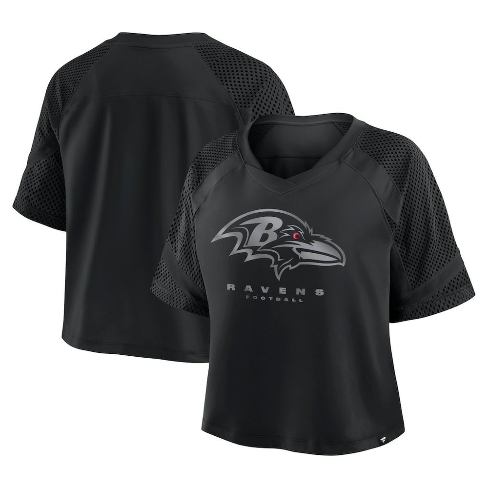 Fanatics Baltimore Ravens Women's Oversized Raglan V-Neck Blackout Fashion Jersey