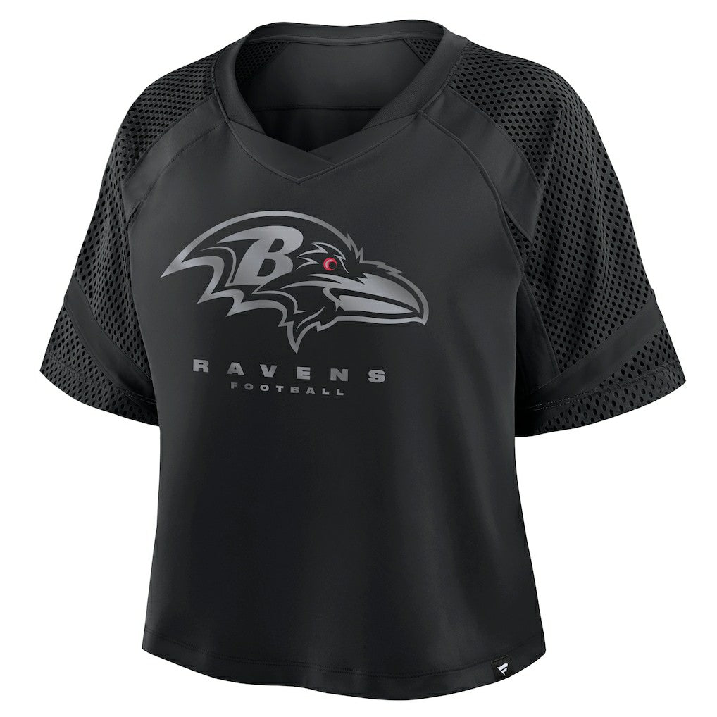 Fanatics Baltimore Ravens Women's Oversized Raglan V-Neck Blackout Fashion Jersey