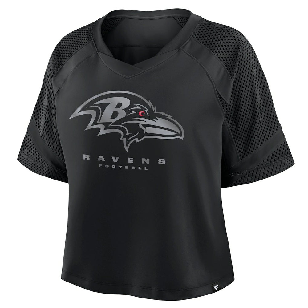 Fanatics Baltimore Ravens Women's Oversized Raglan V-Neck Blackout Fashion Jersey
