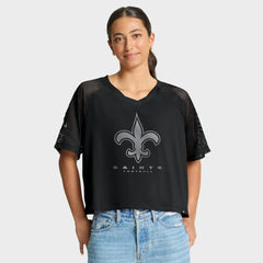 Fanatics New Orleans Saints Women's Oversized Raglan V-Neck Blackout Fashion Jersey
