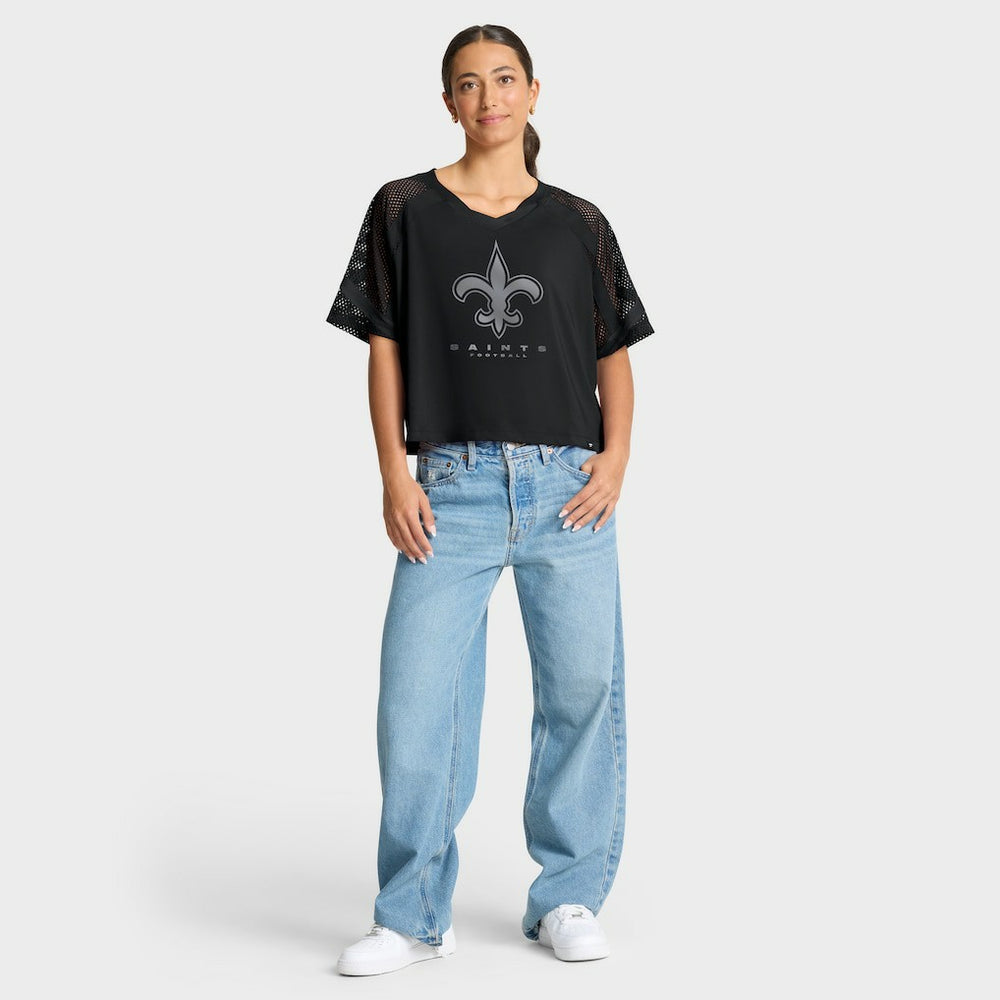 Fanatics New Orleans Saints Women's Oversized Raglan V-Neck Blackout Fashion Jersey