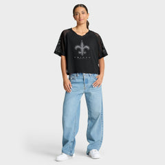 Fanatics New Orleans Saints Women's Oversized Raglan V-Neck Blackout Fashion Jersey