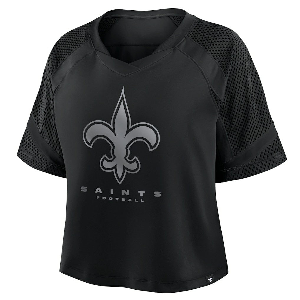 Fanatics New Orleans Saints Women's Oversized Raglan V-Neck Blackout Fashion Jersey