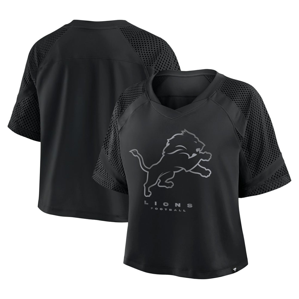 Fanatics Detroit Lions Women's Oversized Raglan V-Neck Blackout Fashion Jersey