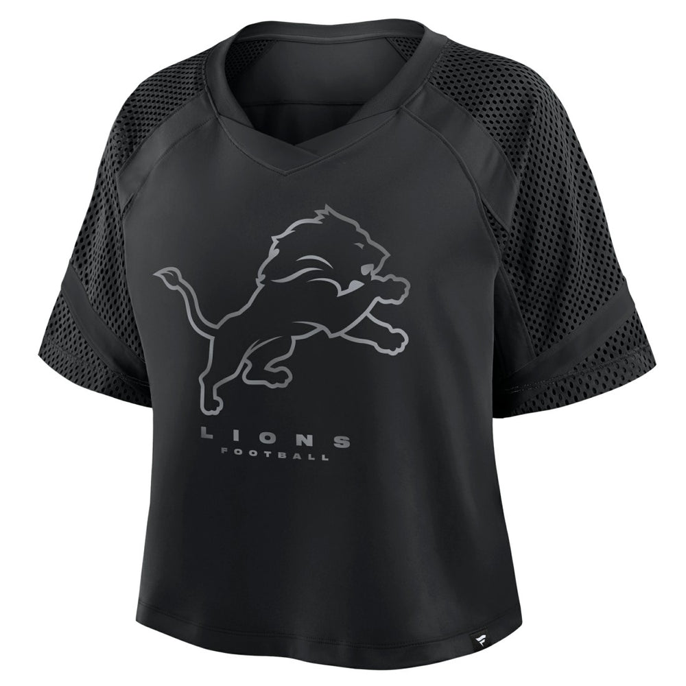 Fanatics Detroit Lions Women's Oversized Raglan V-Neck Blackout Fashion Jersey
