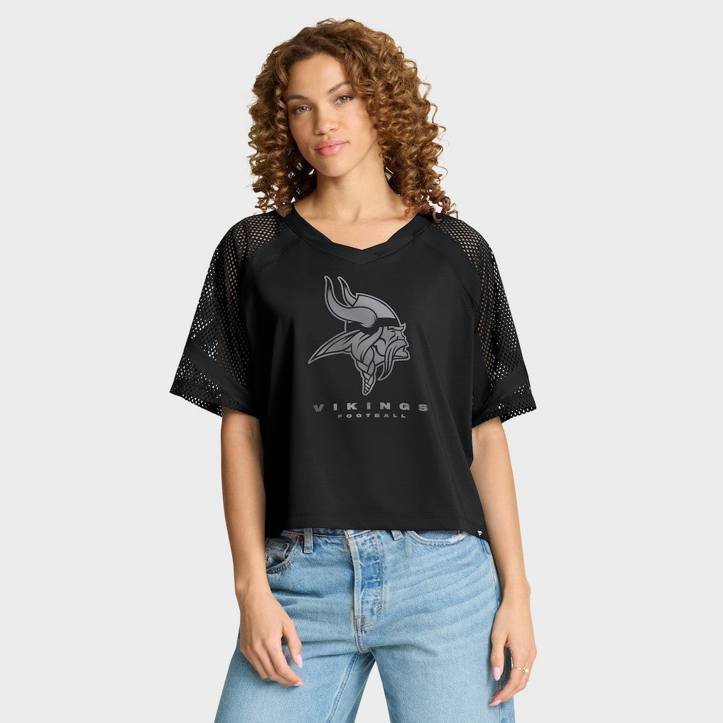 Fanatics Minnesota Vikings Women's Oversized Raglan V-Neck Blackout Fashion Jersey