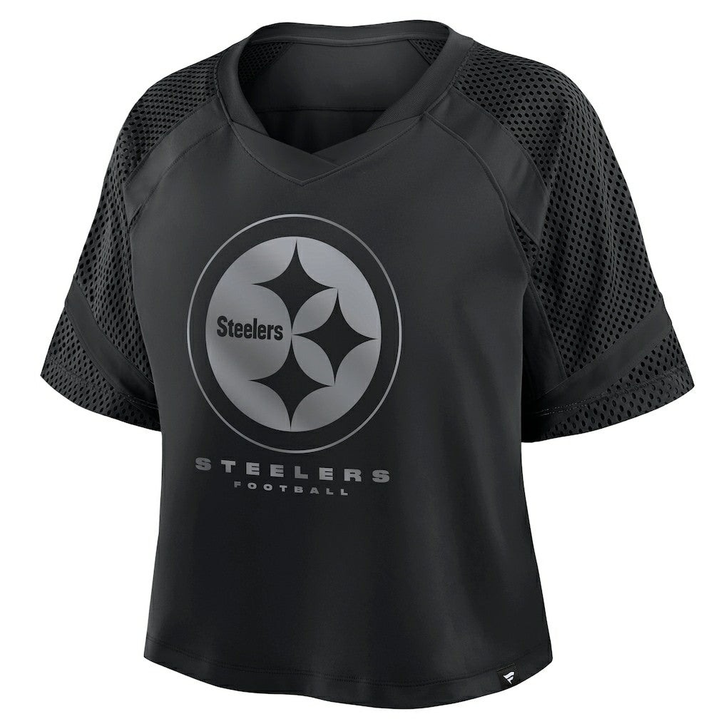 Fanatics Pittsburgh Steelers Women's Oversized Raglan V-Neck Blackout Fashion Jersey