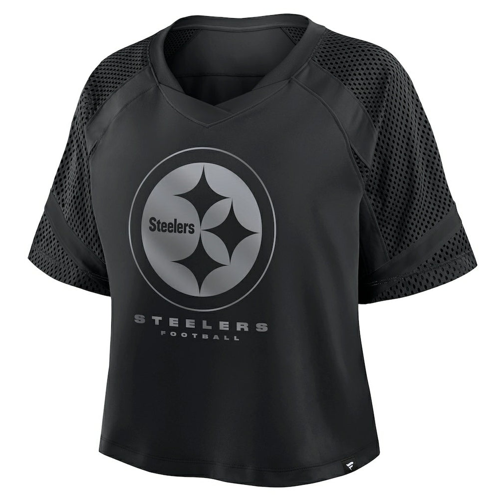 Fanatics Pittsburgh Steelers Women's Oversized Raglan V-Neck Blackout Fashion Jersey
