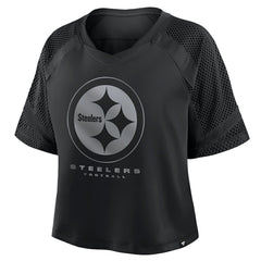 Fanatics Pittsburgh Steelers Women's Oversized Raglan V-Neck Blackout Fashion Jersey