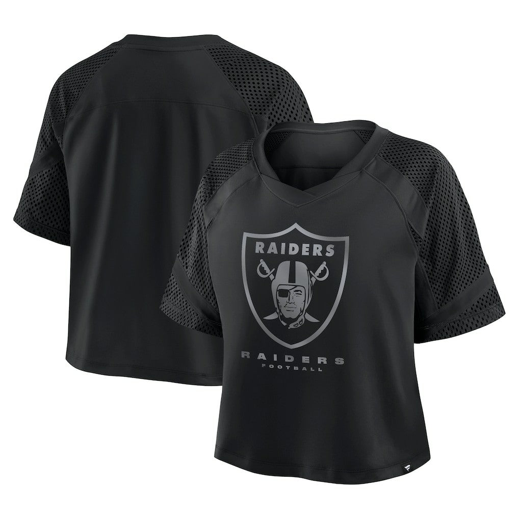 Fanatics Las Vegas Raiders Women's Oversized Raglan V-Neck Blackout Fashion Jersey
