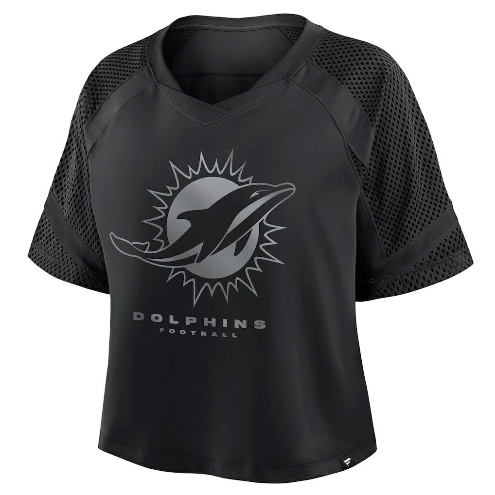 Fanatics Miami Dolphins Women's Oversized Raglan V-Neck Blackout Fashion Jersey
