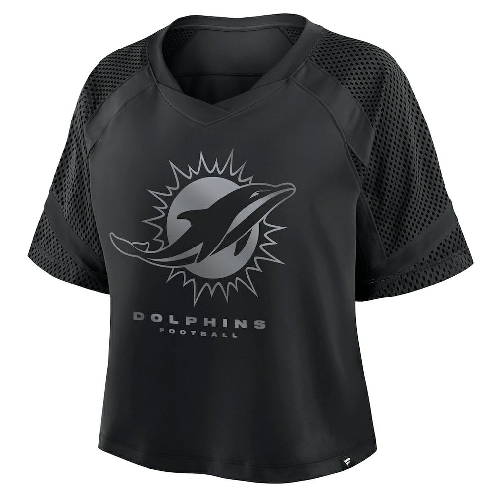 Fanatics Miami Dolphins Women's Oversized Raglan V-Neck Blackout Fashion Jersey