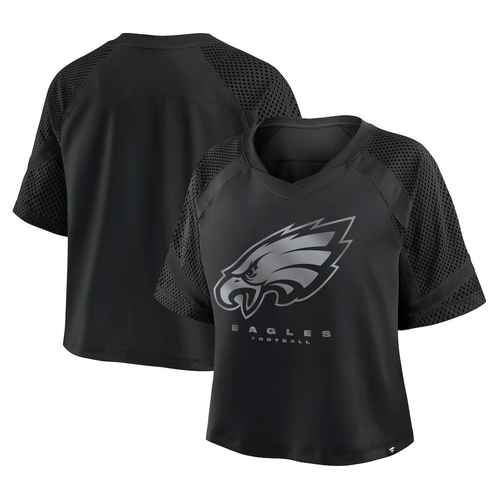 Fanatics Philadelphia Eagles Women's Oversized Raglan V-Neck Blackout Fashion Jersey