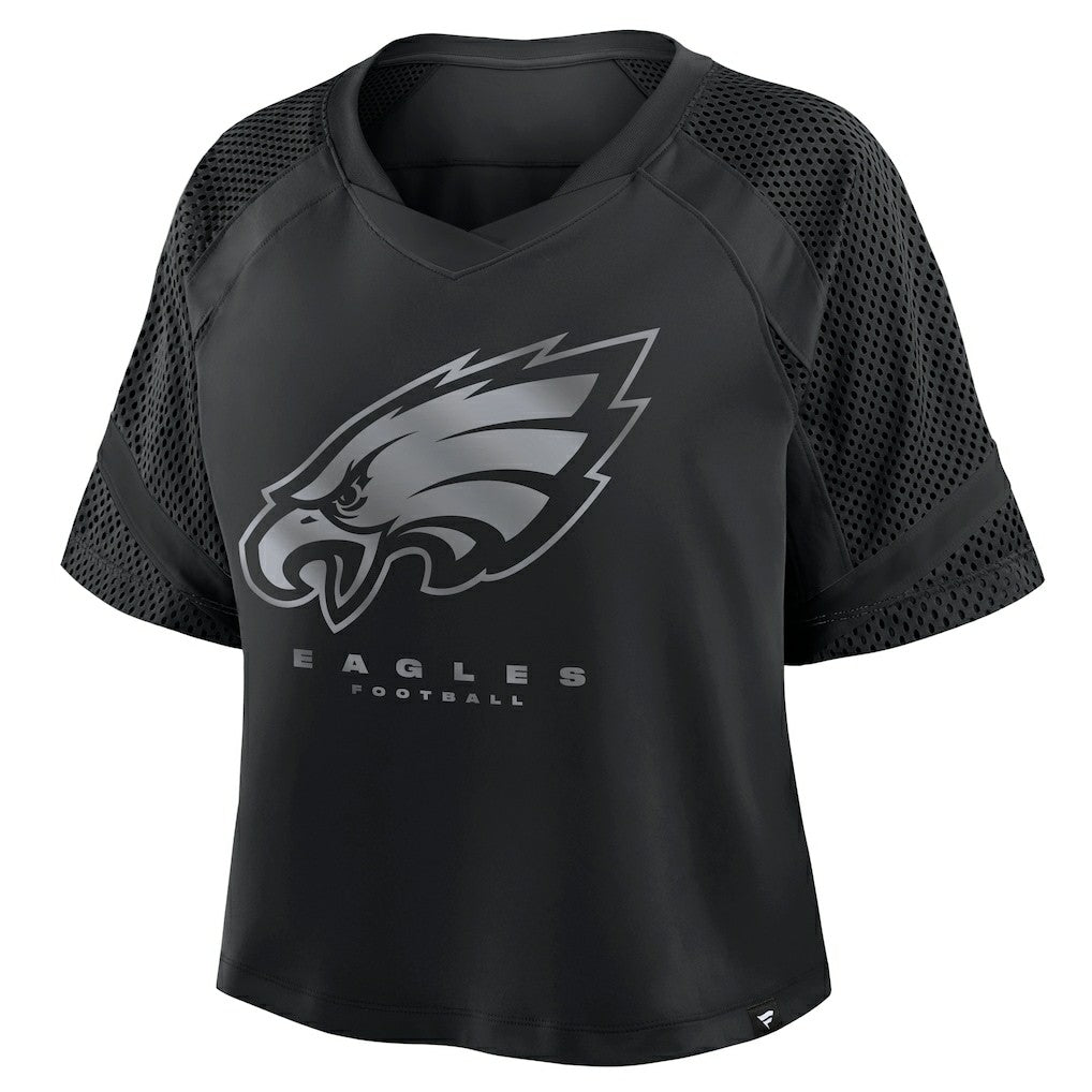 Fanatics Philadelphia Eagles Women's Oversized Raglan V-Neck Blackout Fashion Jersey