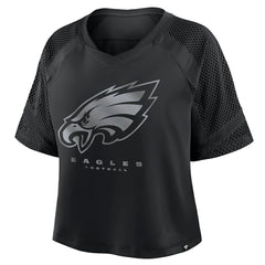Fanatics Philadelphia Eagles Women's Oversized Raglan V-Neck Blackout Fashion Jersey