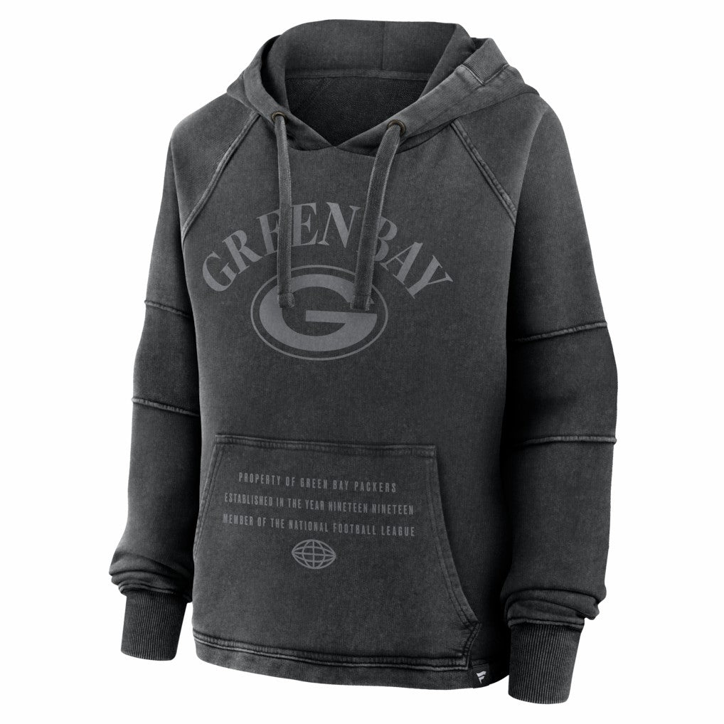 Fanatics Green Bay Packers Women's Oversized Raglan Gridiron Hoodie Black