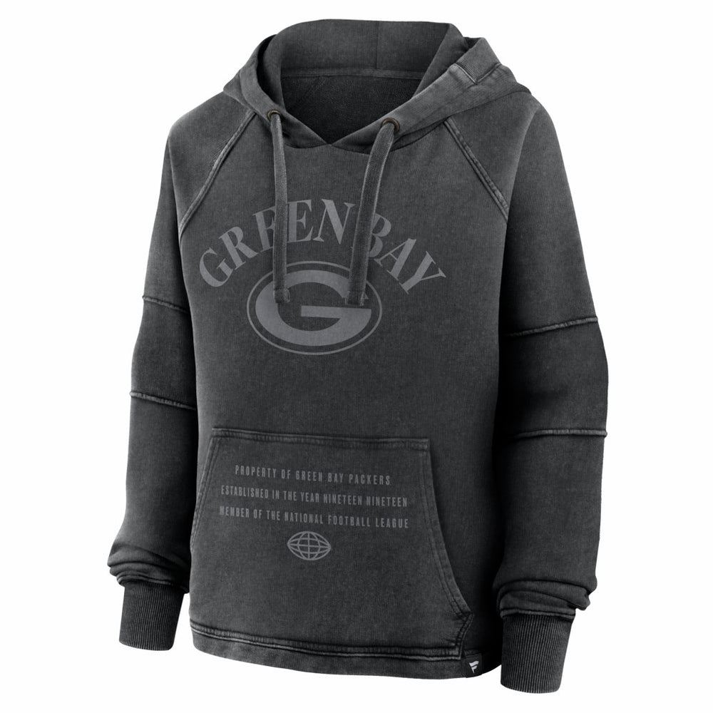 Fanatics Green Bay Packers Women's Oversized Raglan Gridiron Hoodie Black
