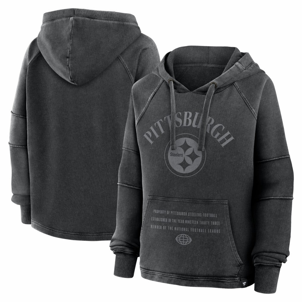 Fanatics Pittsburgh Steelers Women's Oversized Raglan Gridiron Hoodie Black