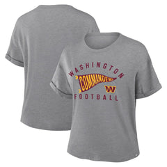 Fanatics Washington Commanders Women's Pennant Wave Tribute Tri-Blend Boxy T-Shirt Heather Gray