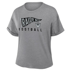 Fanatics Las Vegas Raiders Women's Pennant Wave Tribute Tri-Blend Boxy T-Shirt Heather Gray