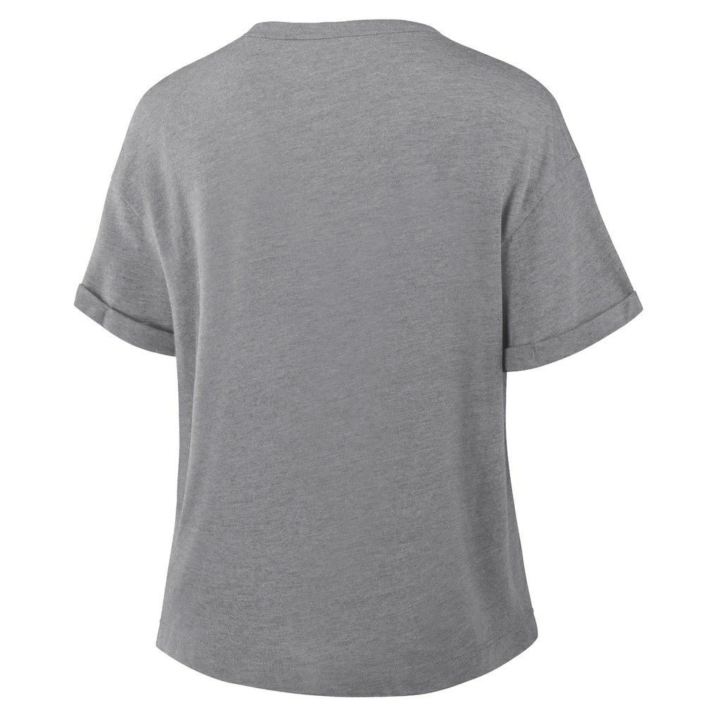 Fanatics Minnesota Vikings Women's Pennant Wave Tribute Tri-Blend Boxy T-Shirt Heather Gray